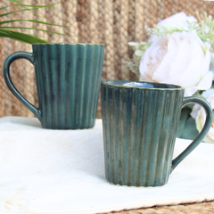Coffee Mug Ribbed Blue
