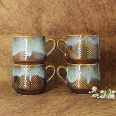 Chai mug Leaf Print Brown