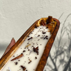 Long Wooden Tub Spice Scented Candle