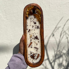 Long Wooden Tub Spice Scented Candle
