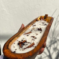 Long Wooden Tub Spice Scented Candle