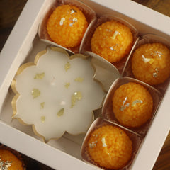 Gold Foil Urli & Ladoo Candle Gift Box