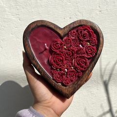 Medium Wooden Heart Scented Candle