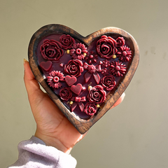 Small Wooden Heart Scented Candle With Bow