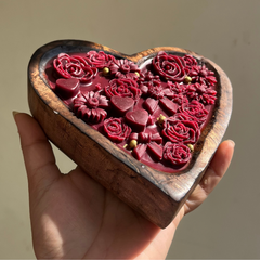 Small Wooden Heart Scented Candle With Bow