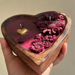 I LOVE YOU Big Wooden Heart Scented Candle