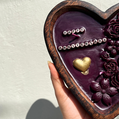 Happy Anniversary Big Wooden Tub Scented Candle