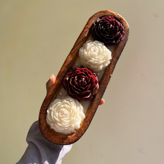 Long Wooden Tub Scented Candle With Peonies