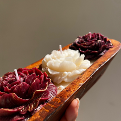 Long Wooden Tub Scented Candle With Peonies