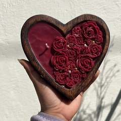 Medium Wooden Heart Scented Candle