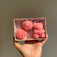 Combo Of Teddy Bear & Rose Ball Scented Candle