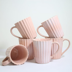 Coffee Mug Ribbed Pink