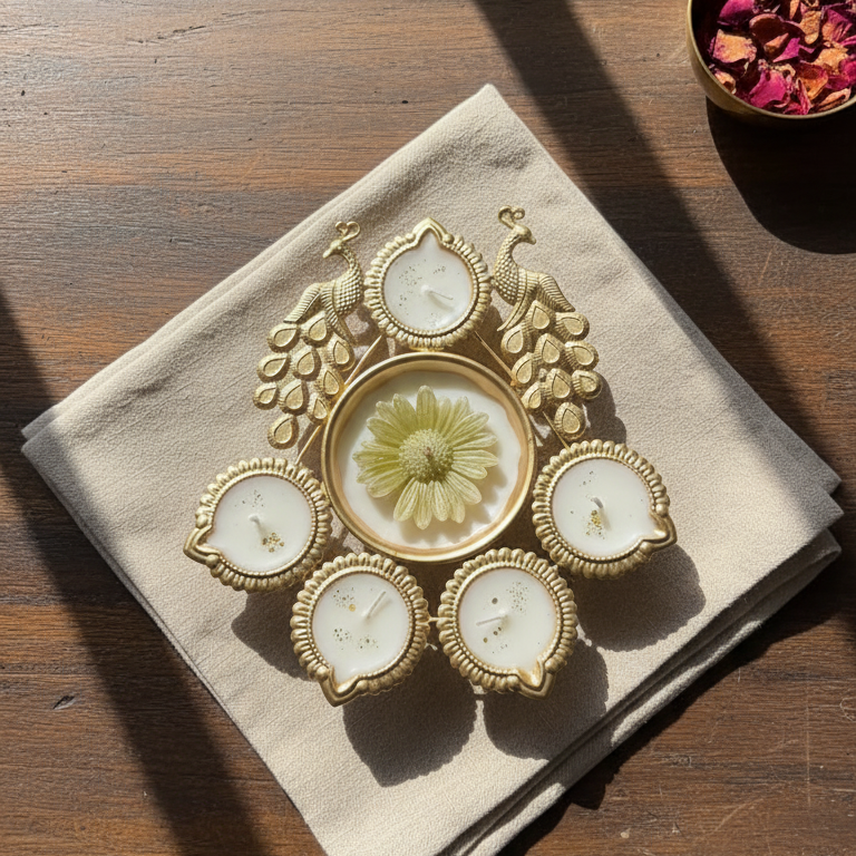 Peacock Urli Candle