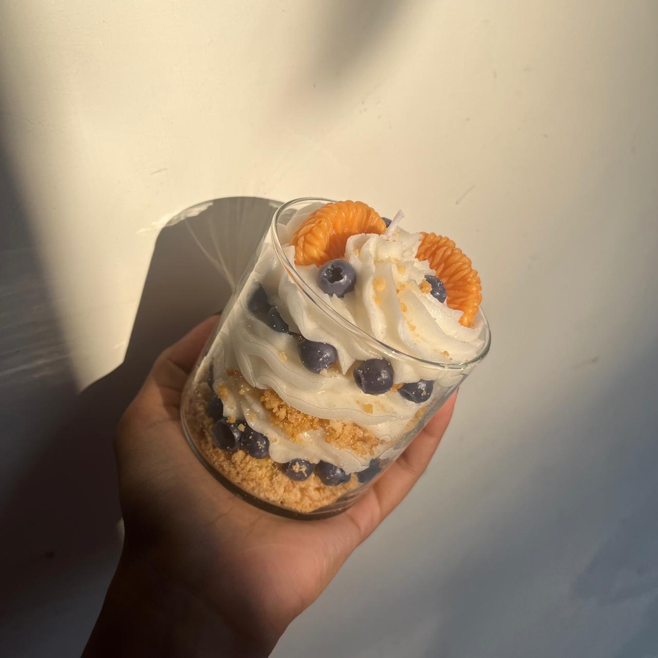 Orange and Blue Berry Crumble Dessert Candle