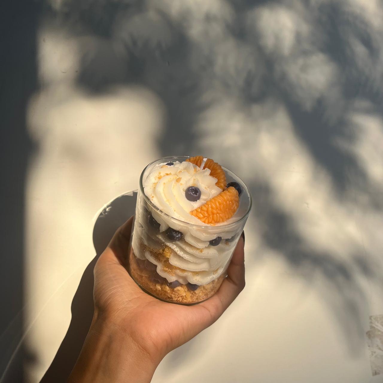 Orange and Blue Berry Crumble Dessert Candle