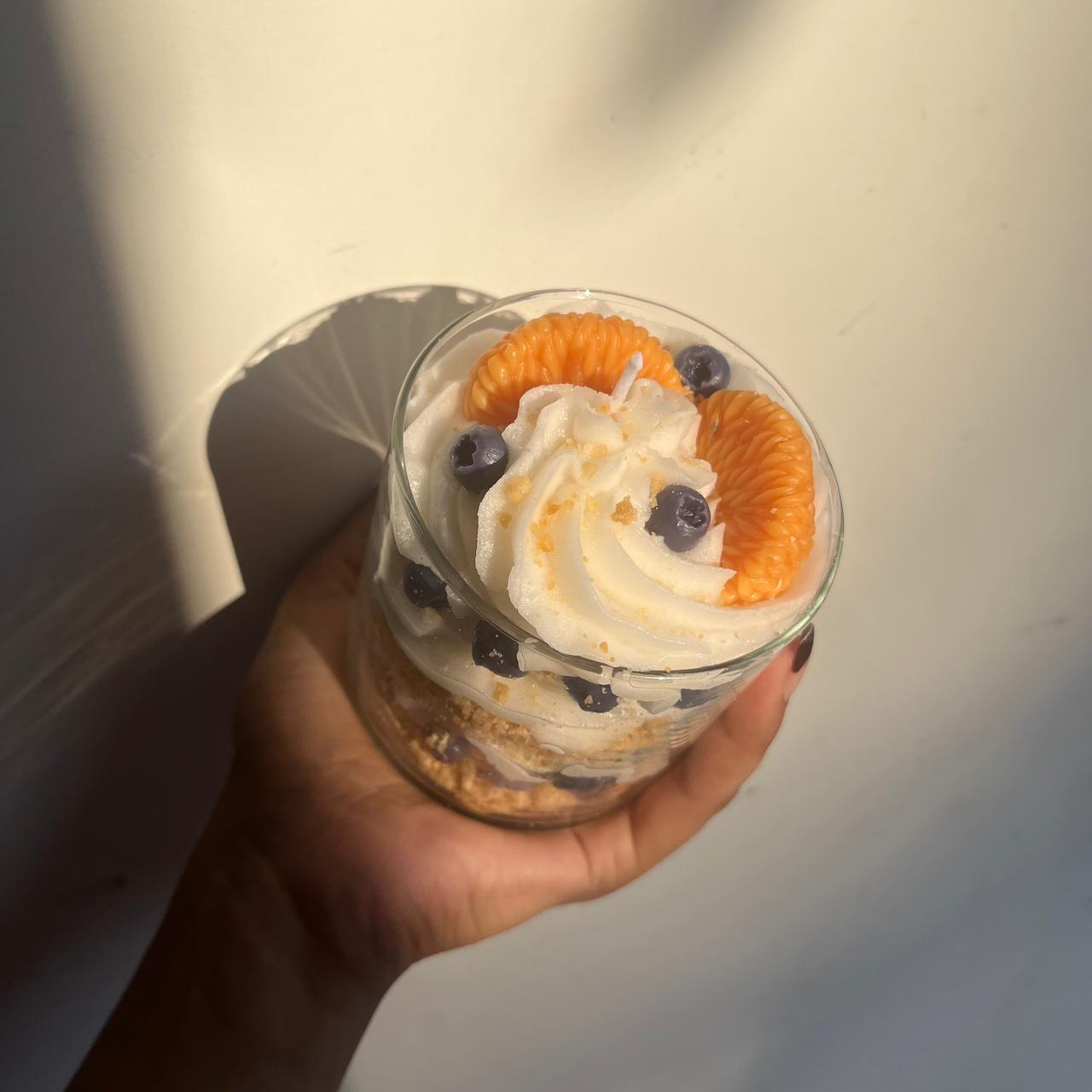 Orange and Blue Berry Crumble Dessert Candle