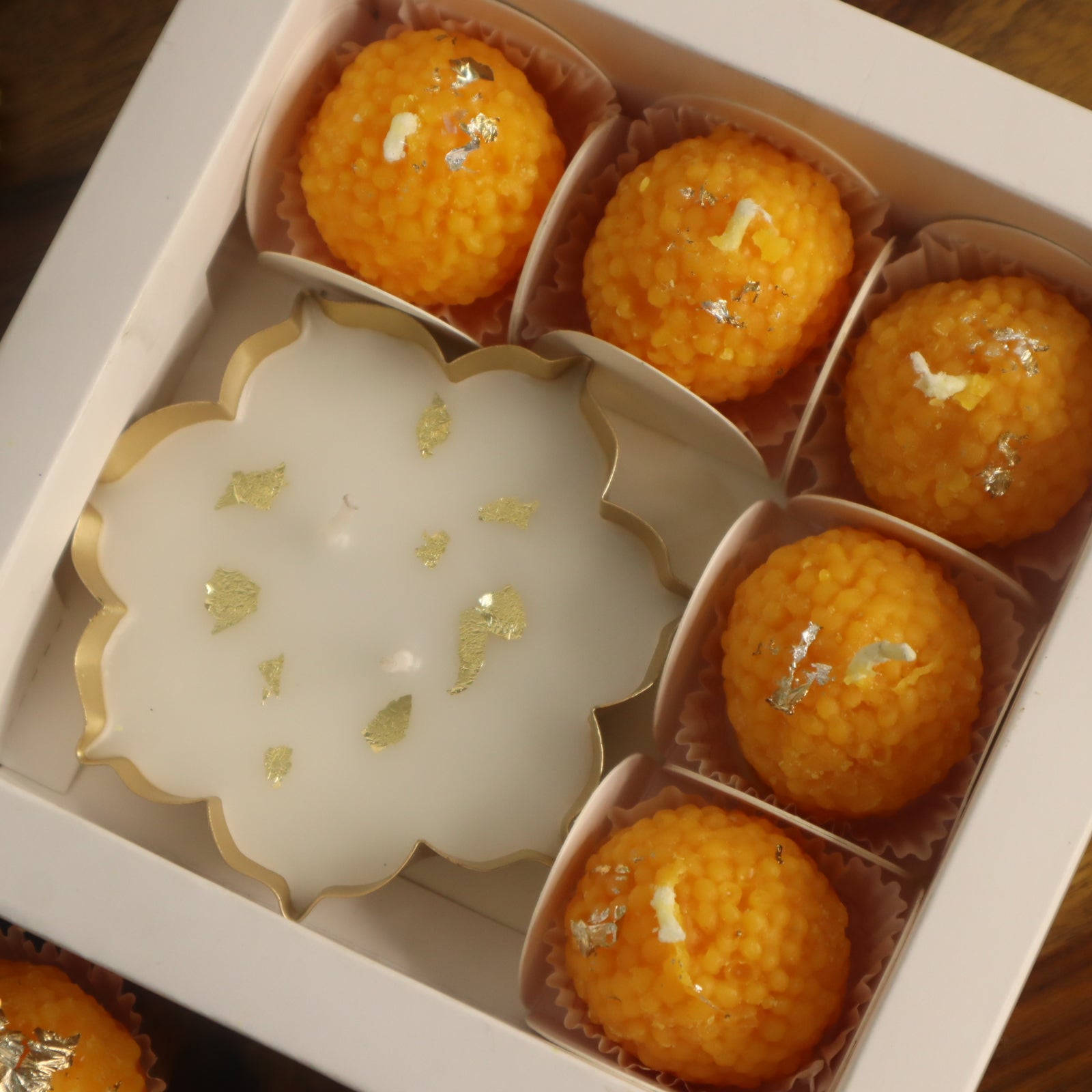 Gold Foil Urli & Ladoo Candle Gift Box