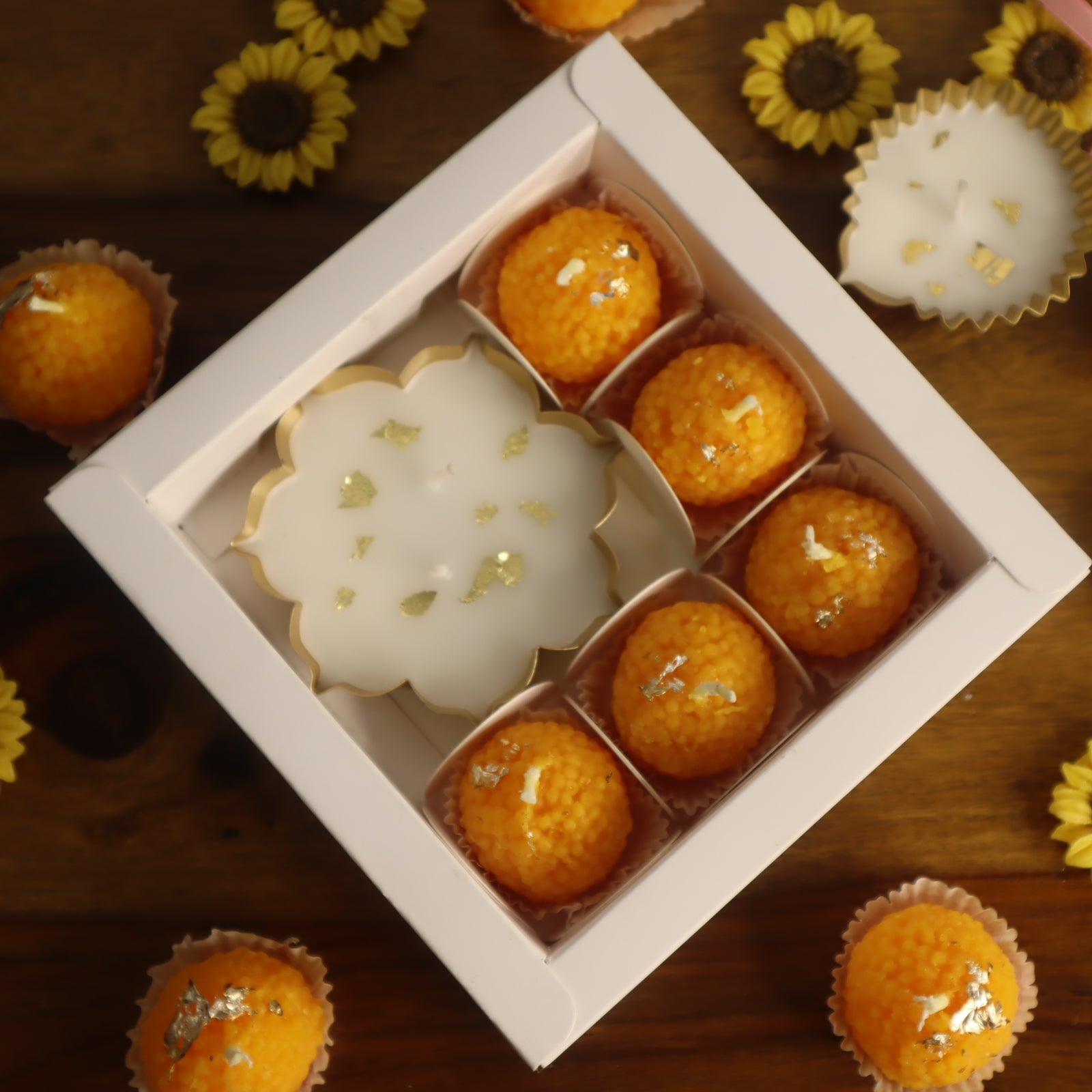 Gold Foil Urli & Ladoo Candle Gift Box