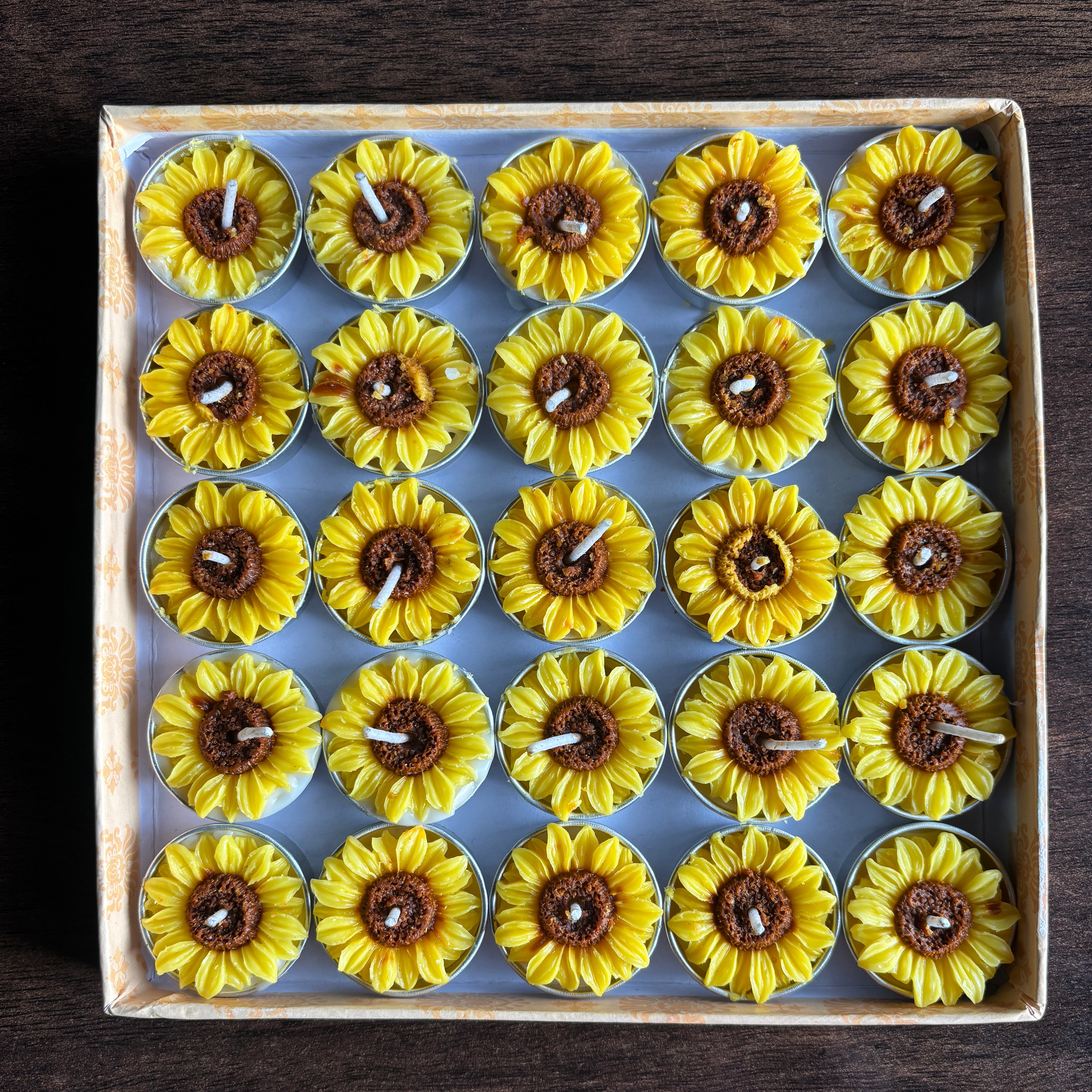 Sunflower Floating Tea Light Candle Set of 25 Assorted fragrance and colour- pack of 2