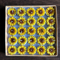 Sunflower Floating Tea Light Candle Set of 25 Assorted fragrance and colour- pack of 2
