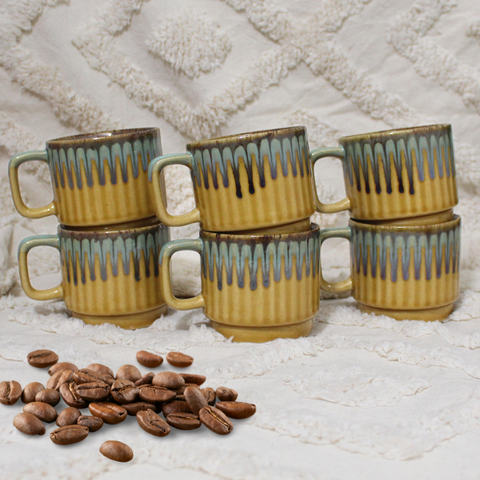 Brown Tea Cups - Set of 6