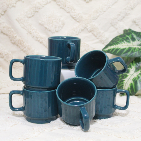 Teal Tea Cups - Set of 6