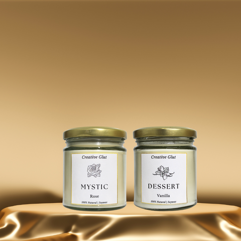MYSTIC ROSE & DESSERT VANILLA SCENTED CANDLE BEST FOR GIFT | SET OF 2