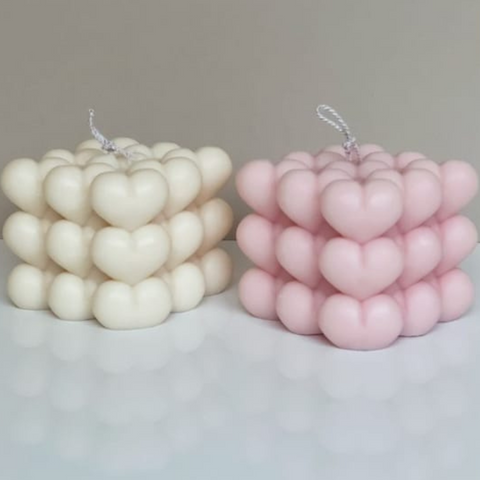 Heart Bubble Shape Scented Candle - Set Of 2