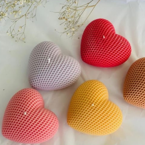 Big Dotted Heart Shape Handmade Scented Candles - Set of 2