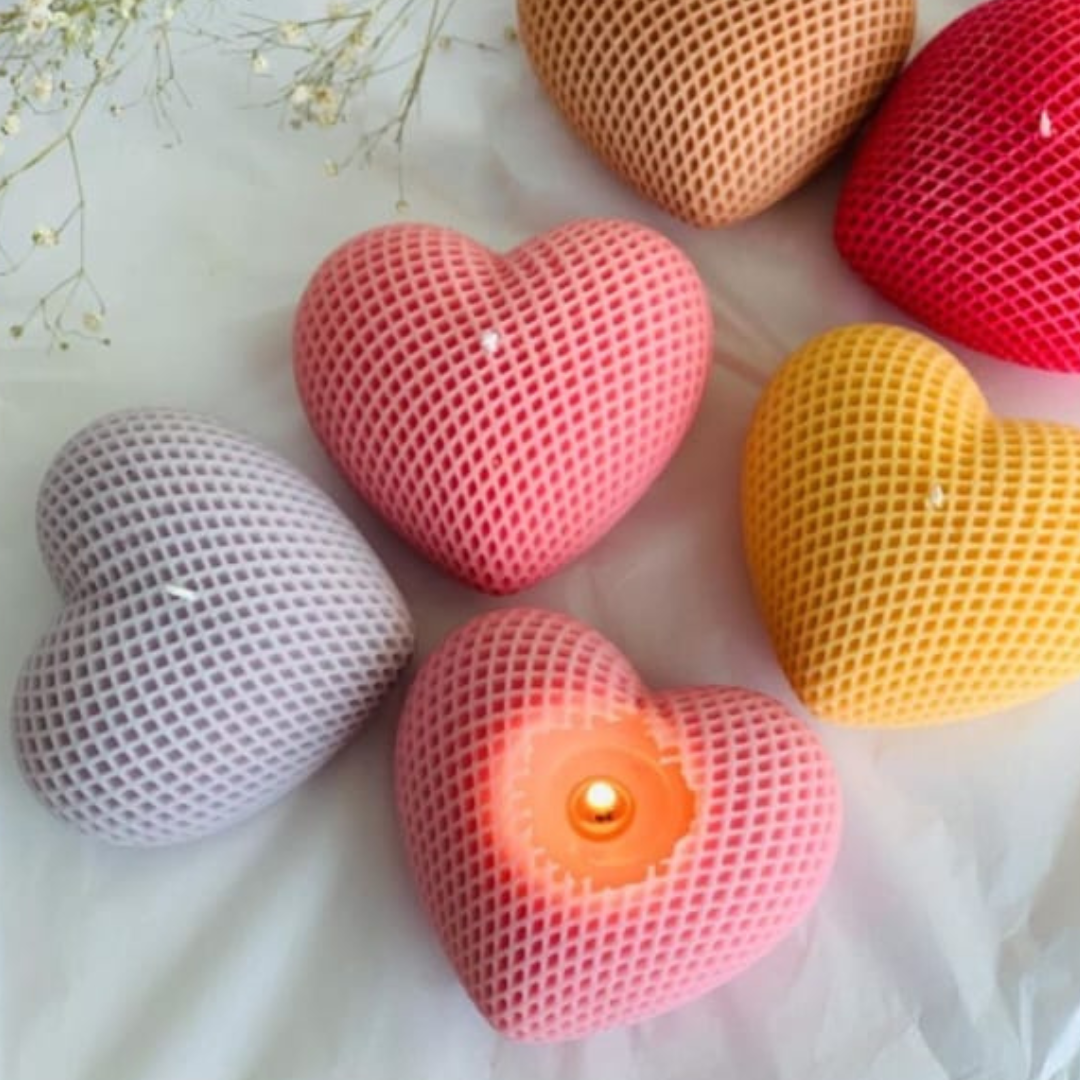 Big Dotted Heart Shape Handmade Scented Candles - Set of 2