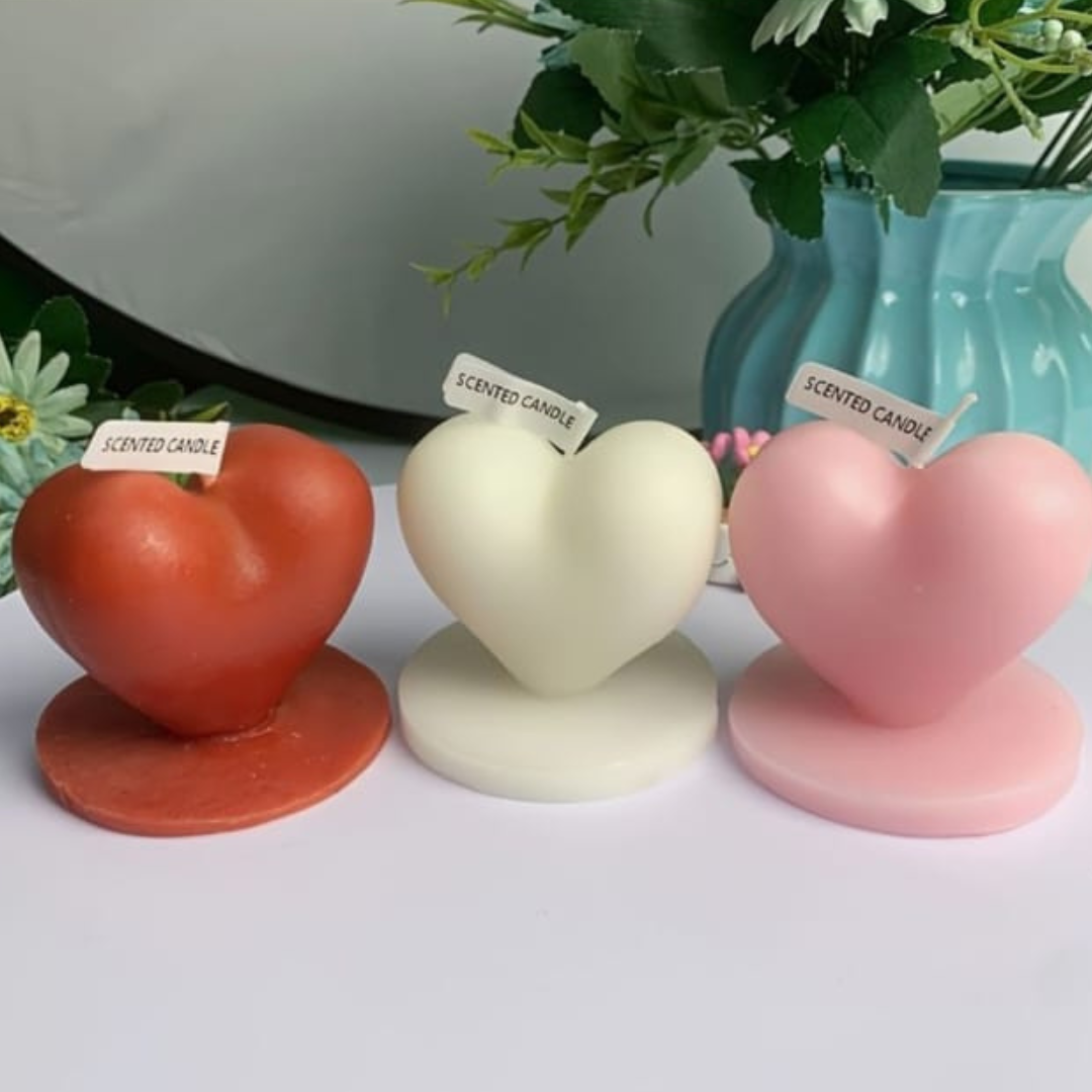 3D Heart Shape Scented Candle - Set of 2