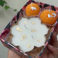 Diwali Festive Candle set of 2 ladoo candle and 1 set of Urli- pack of 2