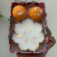 Diwali Festive Candle set of 2 ladoo candle and 1 set of Urli- pack of 2