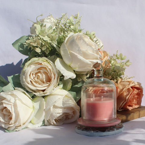 ROSE AND LEMONGRASS BELL JAR SCENTED CANDLE BEST FOR GIFT | SET OF 2